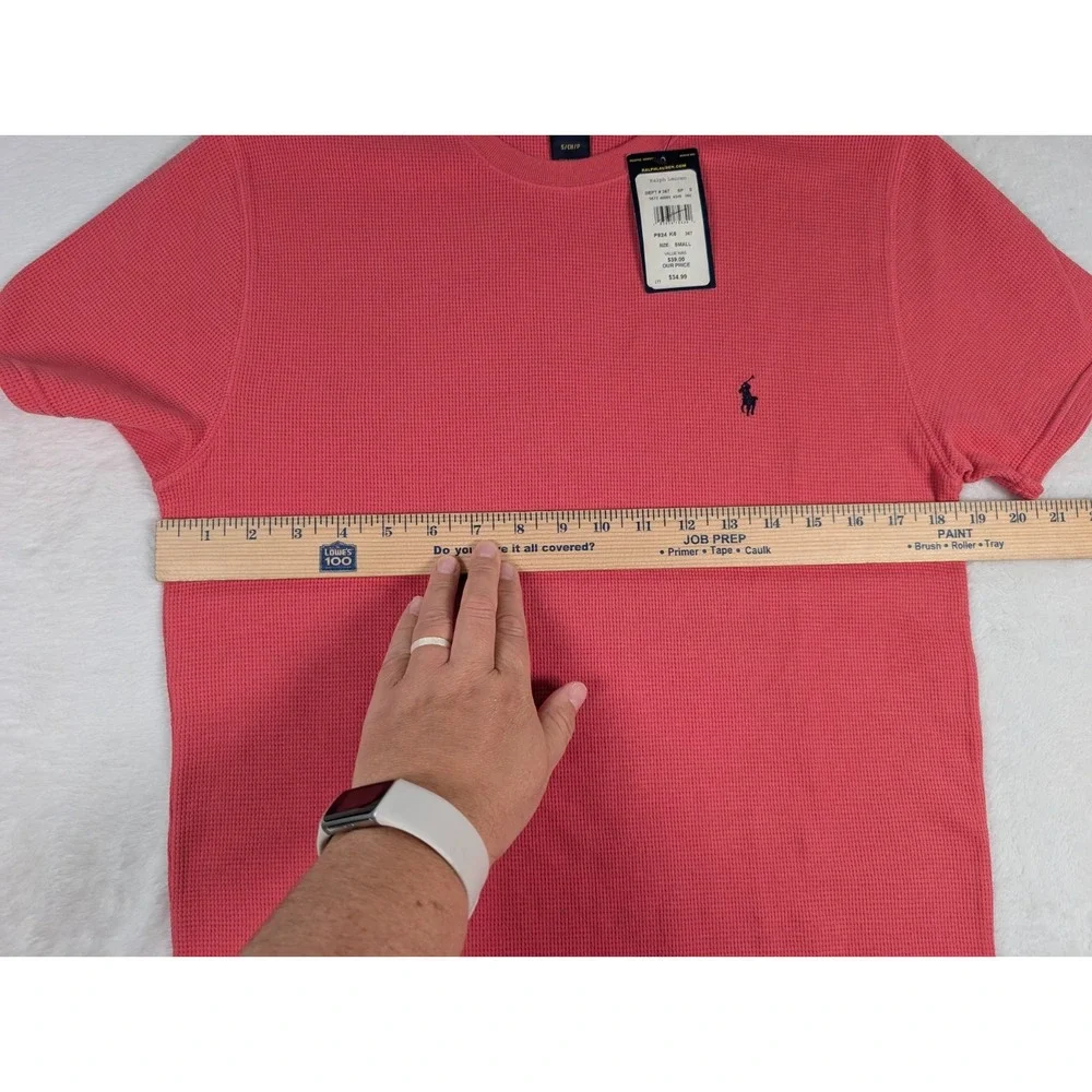 Polo Ralph Lauren Waffle Knit Thermal‎ Short Sleeve Shirt Mens Small Pink NWT